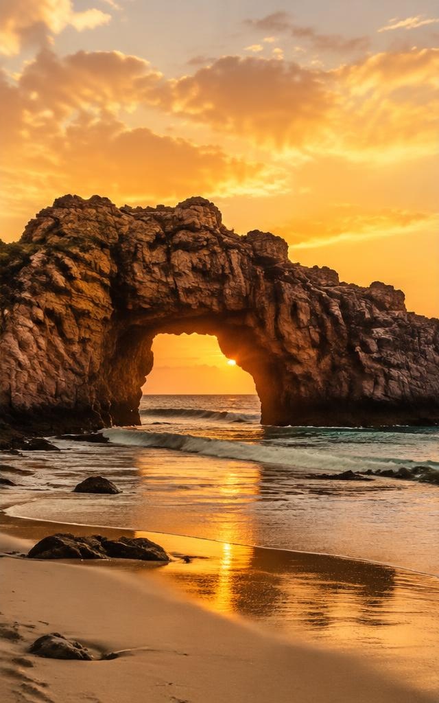 Pedra Furada em Jericoacoara ao pôr do sol